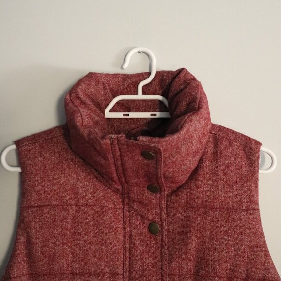 Old Navy Women's Large Pink Sleeveless Tweed Fleece‎ Lined Puffer Jacket Vest - Picture 4 of 11